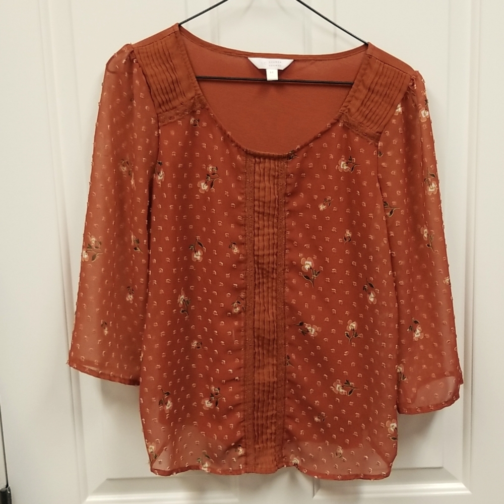 LC Lauren Conrad rust color 3/4 sleeve top